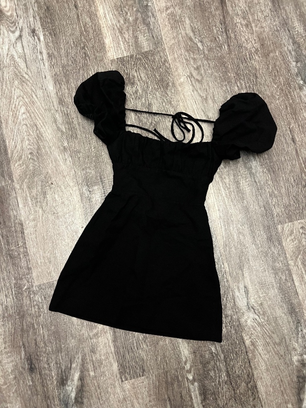 Zara Black Cottage Core Puff Sleeve Mini Dress